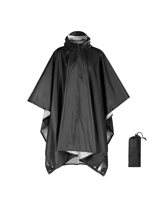 Нет бренда Военный камуфляжный дождевик 3 в 1 Черный, Black - Pocket st, серый, фото 6