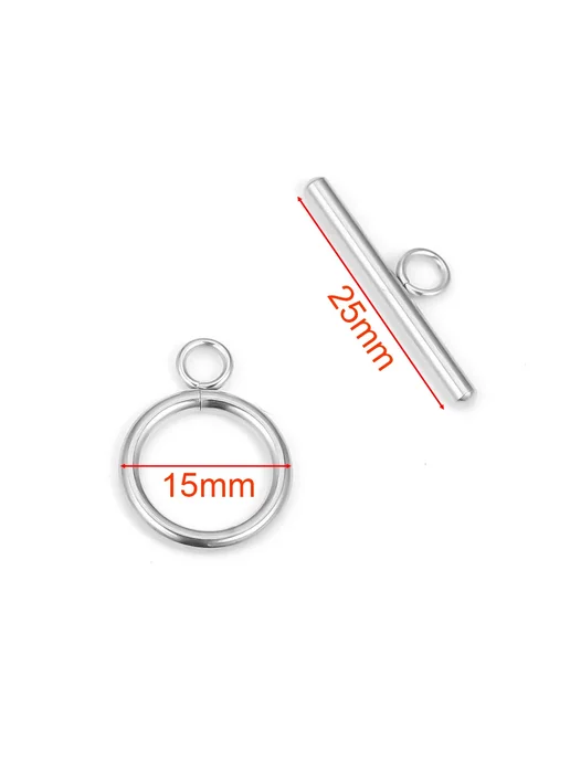Semitree Застежки-тогглы из нержавеющей стали Steel color 15mm, вариант