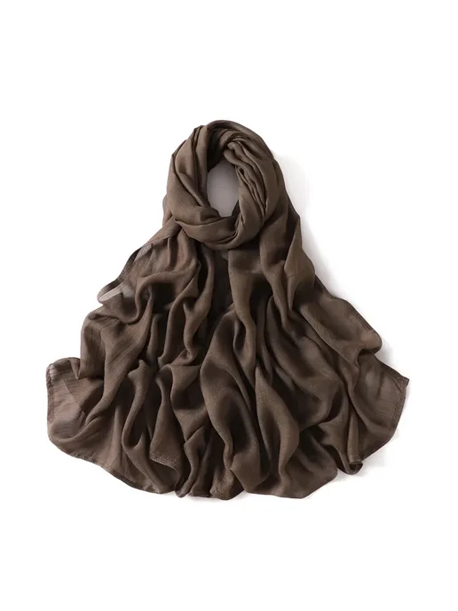 GOCHROFEI Женский хлопок Хиджаб Fringe Scarves 9, коричневый