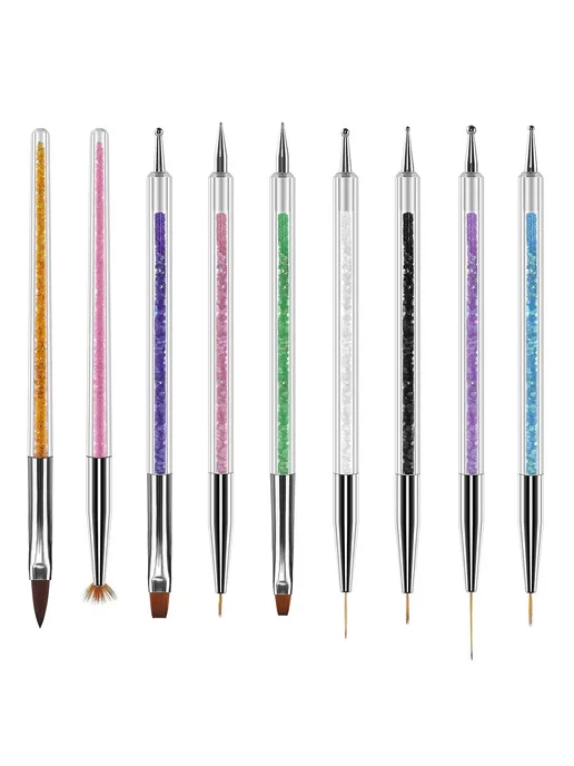 DianaBeauty Набор кистей для маникюра 9 шт Pen-9pcs Double-end, 31 шт, 9 шт