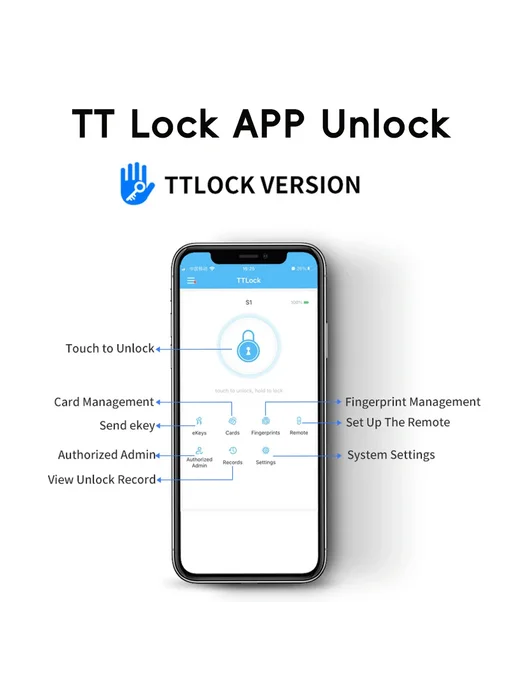 RAYKUBE TT Lock Smart замок с кодом, Gray, серый, фото 3