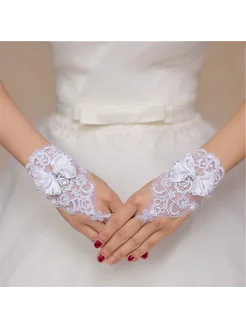 Нет бренда Кружевные белые свадебные перчатки Белый, WHITE