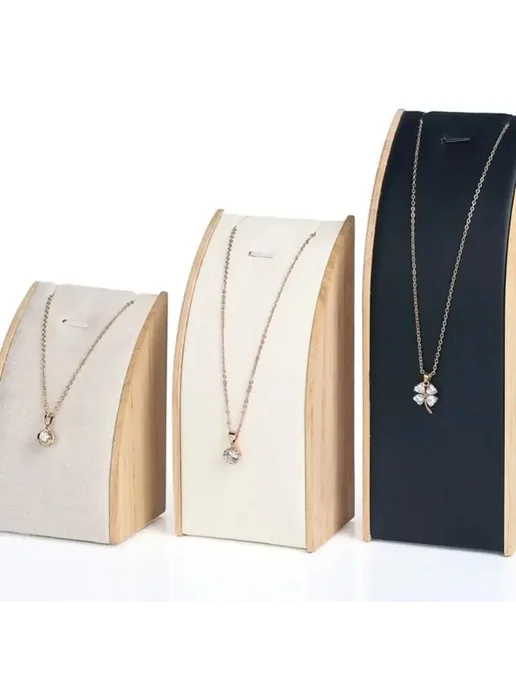 Нет бренда Деревянная подставка для украшений Черный, 3 Pcs Black, 3 шт, фото 4