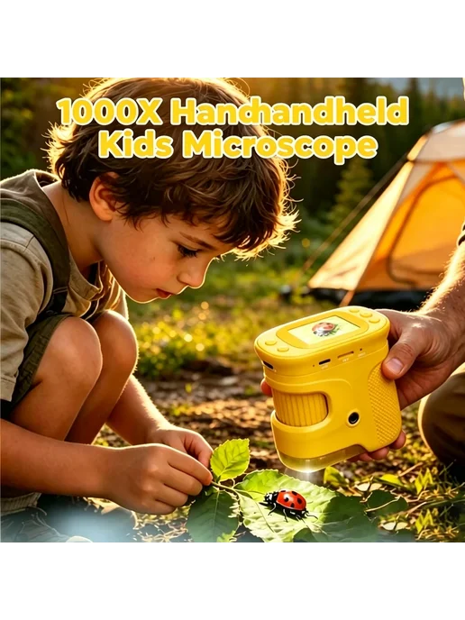 Нет бренда Детский микроскоп желтый 1000x, Цвет B, желтый, фото 2