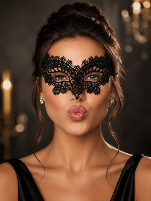 Mirva-Sexy Кружевная карнавальная маска Хищница, черный