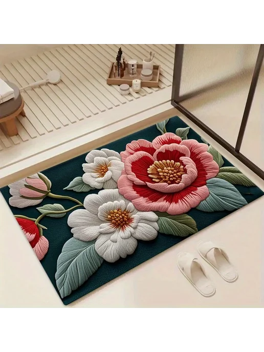 VIKAMA коврик для прихожей из полиэстера 60x90cm 24x36inc, зеленый, фото 5