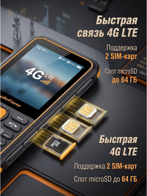 Ulefone Мобильный защищенный телефон 64+128MB, серый, фото 4