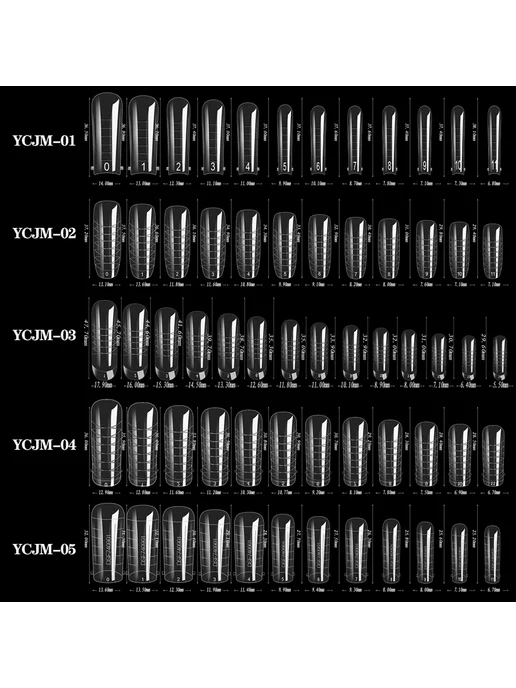 JEARLYU Формы для ногтей YCJM-09, прозрачные, 60 шт, Цвет 9, 60 шт, фото 3