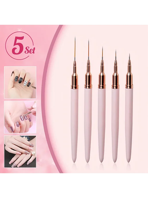 DianaBeauty Набор кистей для дизайна ногтей Pink Set, розовый, фото 3
