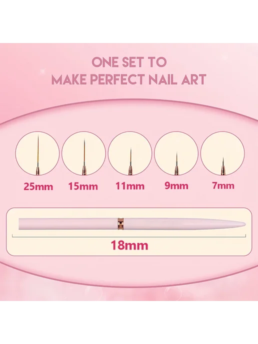 DianaBeauty Набор кистей для дизайна ногтей Pink Set, розовый, фото 4