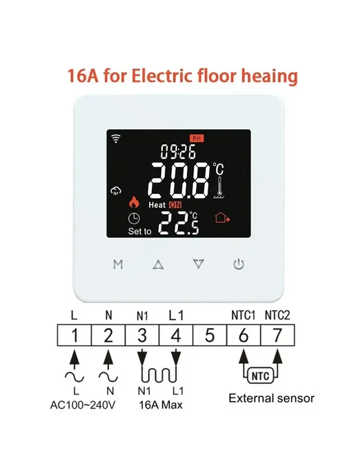 EZAIOT Умный термостат для обогрева пола Electric Heat.White, белый