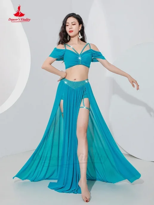 Костюм для танца живота Dancer's Vitality сетка, голубой