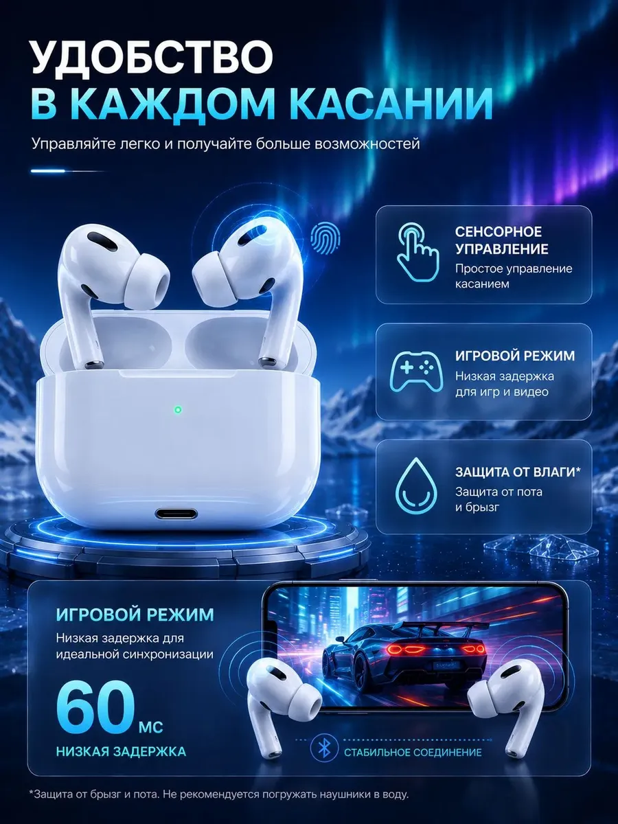 Наушники беспроводные с микрофоном Pods Pro 3 — фото 4