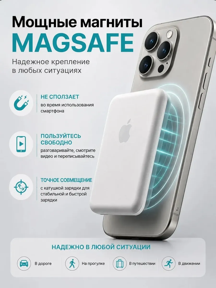 Внешний аккумулятор MagSafe 5000 мАч lightning — фото 3