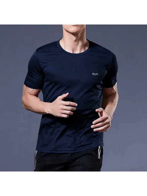YOUONGWEAR Мужская летняя футболка для бега из полиэстера, серый, фото 3