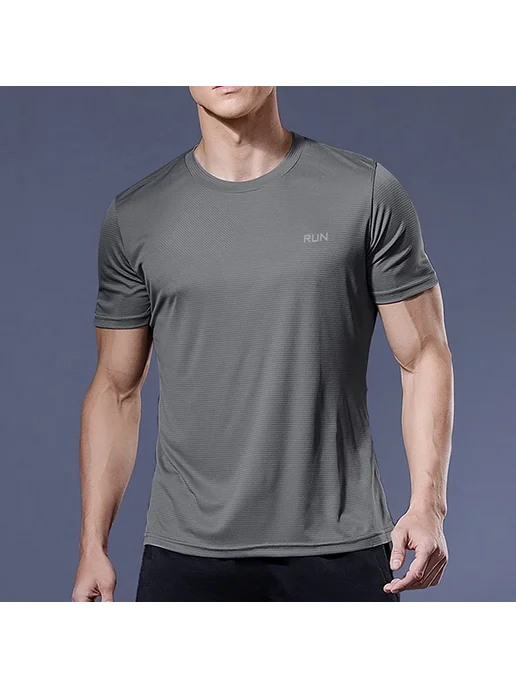 YOUONGWEAR Мужская летняя футболка для бега из полиэстера, зеленый, фото 4