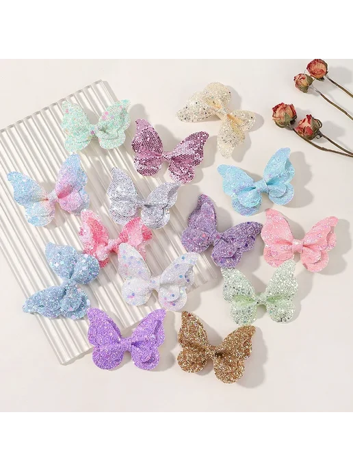 Baby Bows Заколки для волос двойные бабочки Розовый, 3997-3, розовый, фото 4