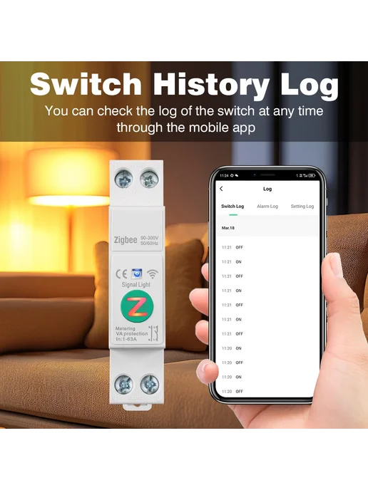 Нет бренда MANHOT WiFi Zigbee Умный Автоматический Выключатель 63А, вариант, фото 7