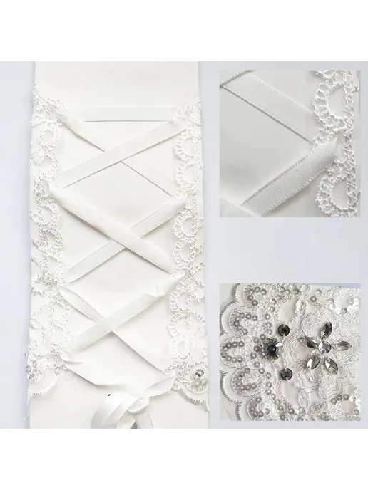 Нет бренда Белые короткие свадебные перчатки из кружева Бежевый, Ivory, белый, фото 6