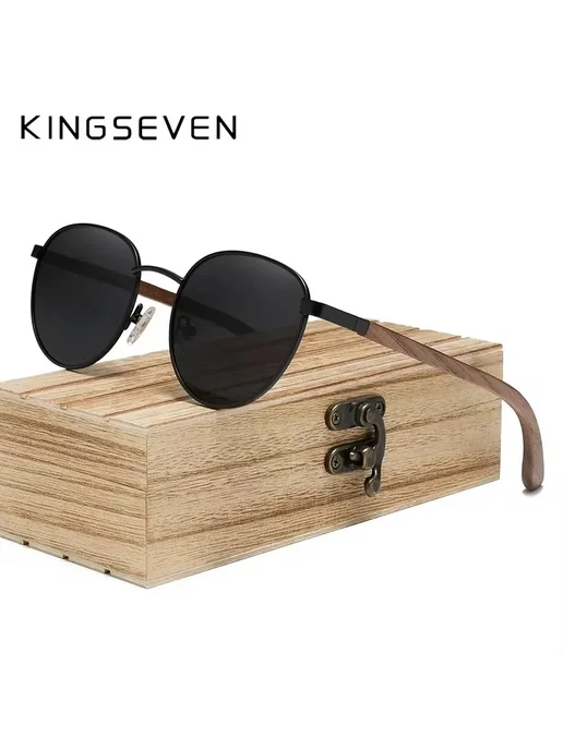 KingSeven Солнцезащитные очки Black Leather, UV400, черный, фото 3