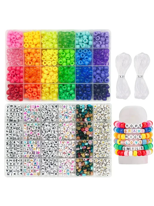 Нет бренда Набор бусин для браслетов 24 цвета 720 шт 24 Colors, 24 цв., 720 шт, фото 2