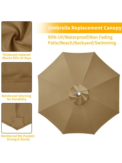 Нет бренда Зонт садовый 2.5м, 6-ти реберный, Sand, 2 м, бежевый, фото 3