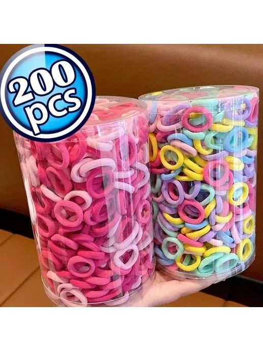 Нет бренда Белые эластичные резинки для волос 200шт, 200 шт, фото 2