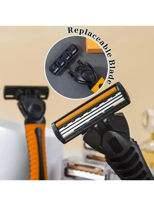 Нет бренда Безопасные лезвия для бритья из нержавеющей стали 1 handle 3, синий, фото 3