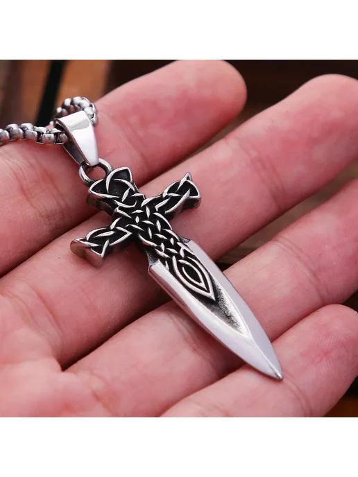 NORTHMAN Винтажное ожерелье с мечом из нержавеющей стали для, белый, фото 6