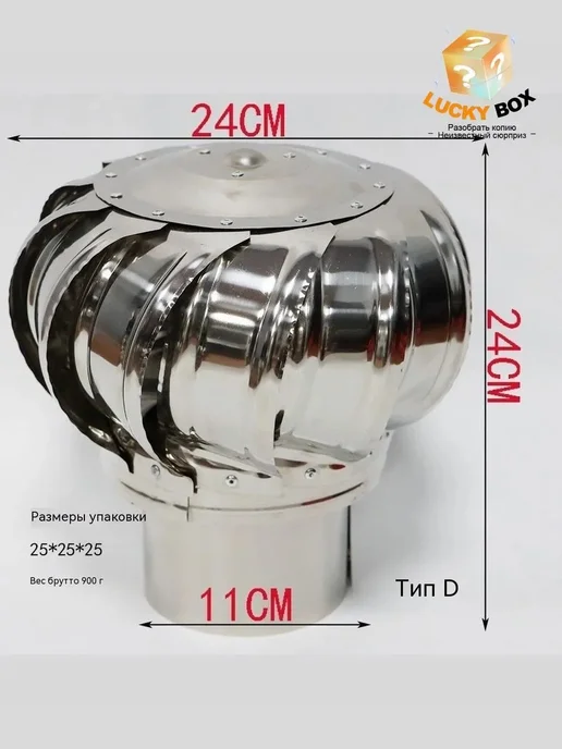Турбинный дефлектор из нержавейки, 110 мм, вариант