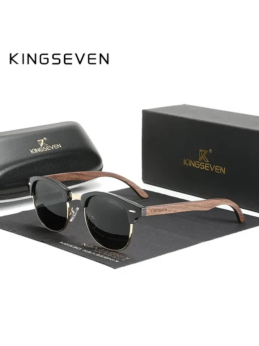 KingSeven деревянные солнцезащитные очки для мужчин UV400 B, вариант, фото 3