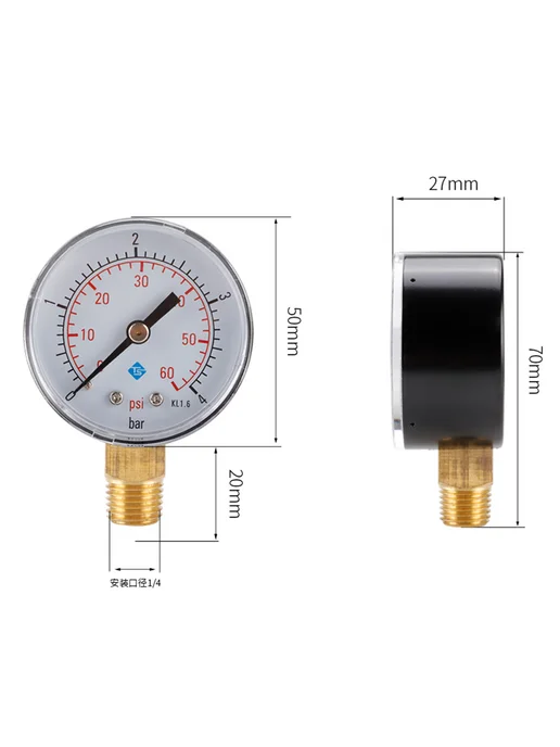 Манометр для воды для спа бассейна, 50мм, 0-60 PSI, вариант, фото 6