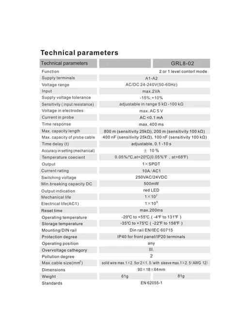 (P D B N) GRL8-02 жидкости контроля уровня 10A ACDC24V-240V, вариант, фото 6