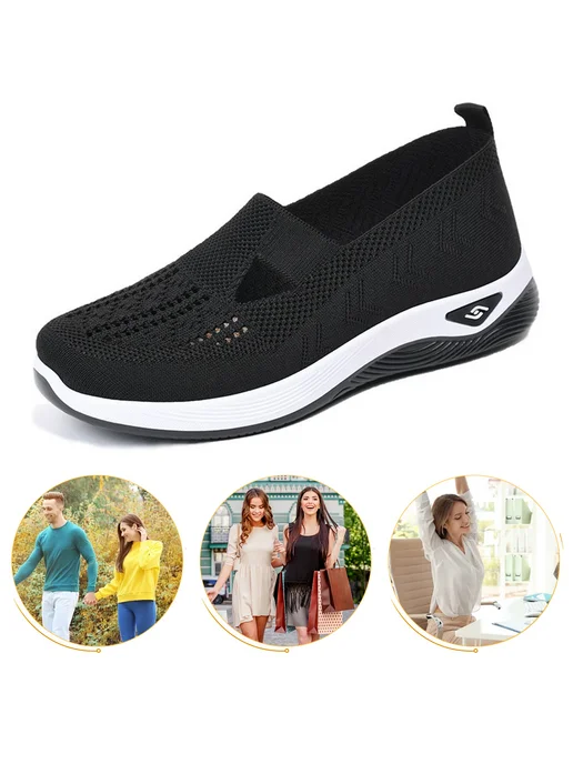 Женские сетчатые кроссовки Slip On для прогулок, комфорт (Че, черный, фото 5