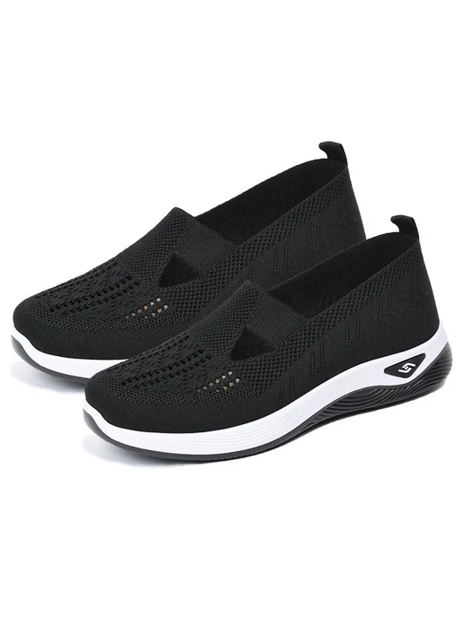Женские сетчатые кроссовки Slip On для прогулок, комфорт (Че, черный, фото 6