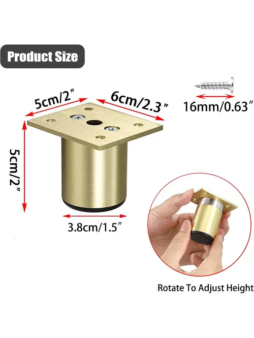 Нет бренда Регулируемые ножки для мебели из нержавеющей стали Gold 15cm, бежевый