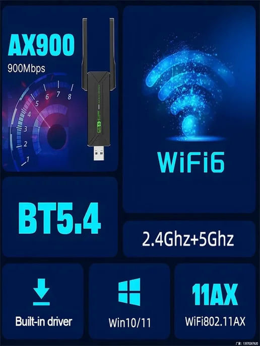 AX900 USB WiFi 6 + Bluetooth 5.4 адаптер 2.4 5 ГГц, вариант, фото 2