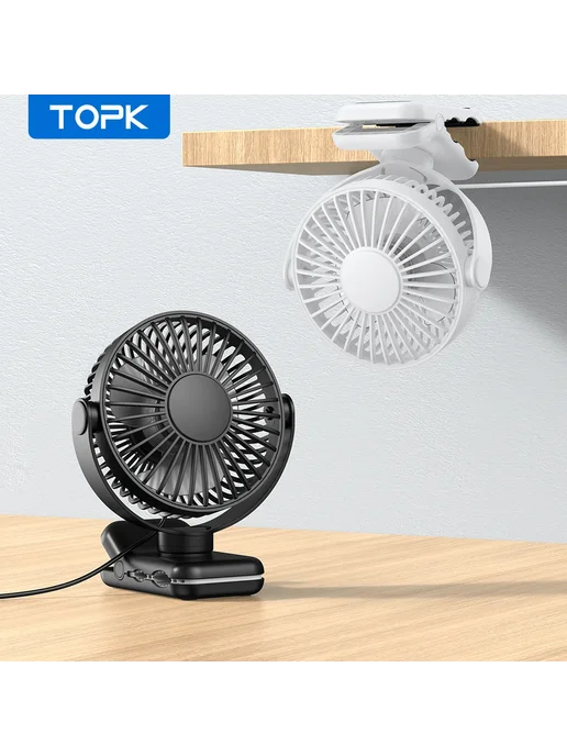 TOPK Мини-вентилятор USB Белый, White, синий, фото 2