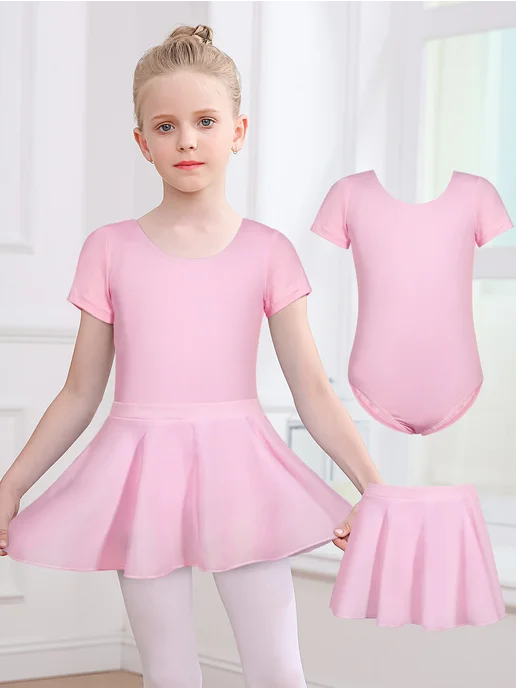 Нет бренда Детские балетные колготки с юбкой Spandex, розовый, фото 2