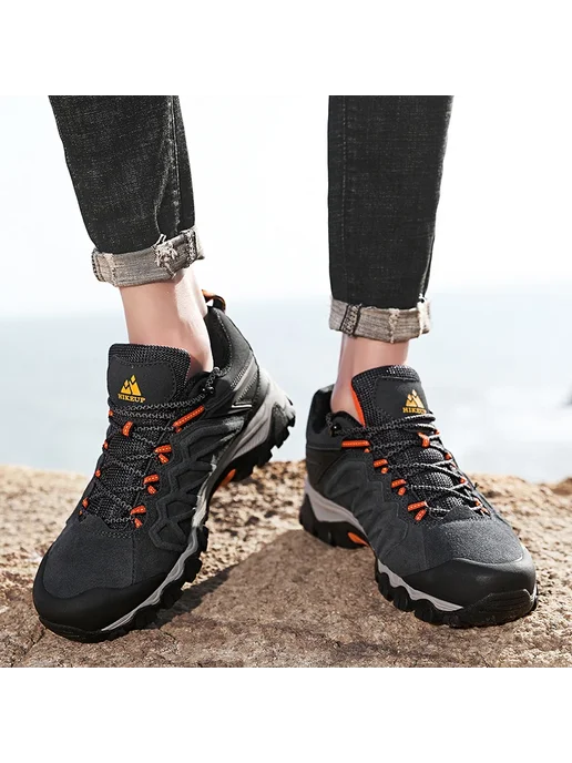 HIKEUP Мужские Кожаные Походные Ботинки Дышащие Спортивные, вариант, фото 5