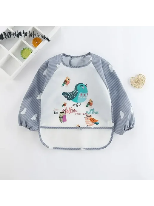 Нет бренда Художественный фартук для малышей 1-3 лет Green Bird, зеленый, фото 3