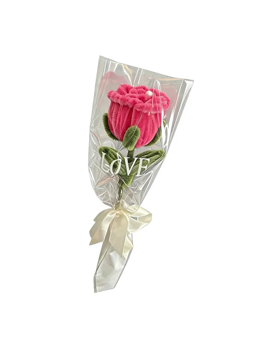 ВЯЗАНЫЕ Розы букет на День Валентина (Красные Rose), красный, фото 3
