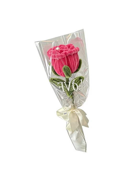 ВЯЗАНЫЕ Розы букет на День Валентина (Красные Rose), красный, фото 4