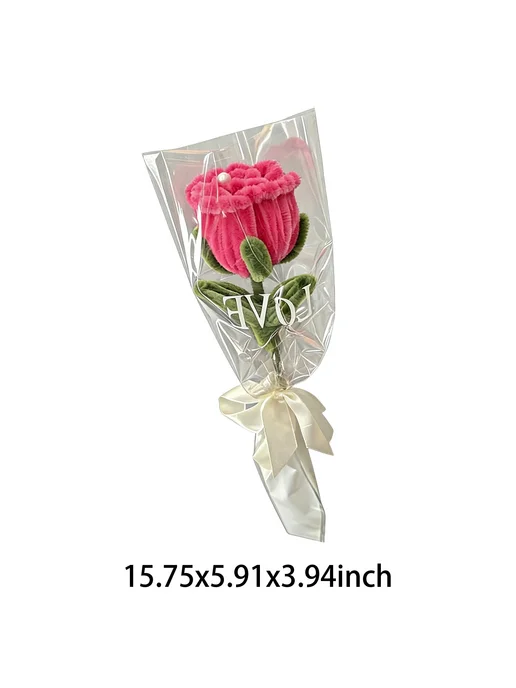 ВЯЗАНЫЕ Розы букет на День Валентина (Красные Rose), красный, фото 8