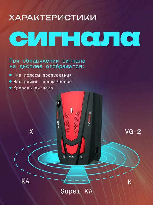 Автомобильный радар детектор, красный, фото 3