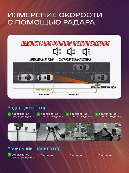 Автомобильный радар детектор, красный, фото 6