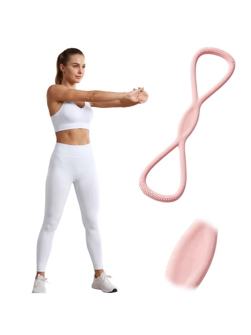 Резинка Figure-8 для фитнеса, высокая эластичность, 15Лб, розовый, фото 3