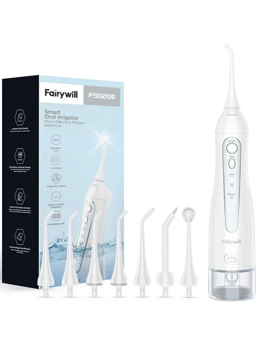 FairyWill Ирригатор для полости рта 300 мл FW-5020E-White, 300 мл