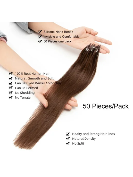 luxy beauty Черные натуральные волосы Micro Ring 16 дюймов, черный, фото 4