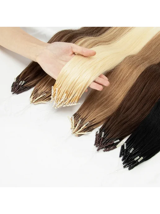 luxy beauty Черные натуральные волосы Micro Ring 20 дюймов, черный, фото 6